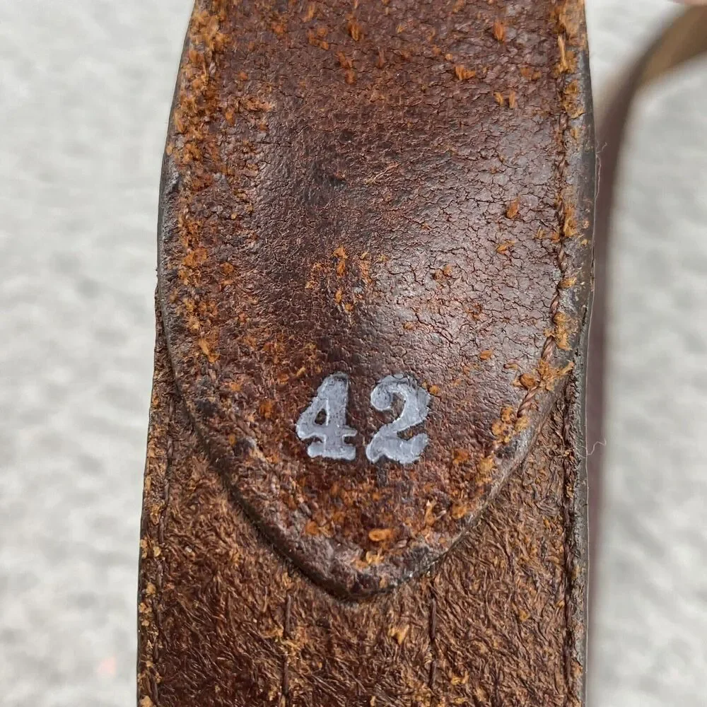 Brighton Leather Camden Canvas Belt Men Brown Size 42 Knit Brass Buckle Corpcore